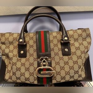 Gucci-Sherry Line GG Canvas Junco Handle Bag